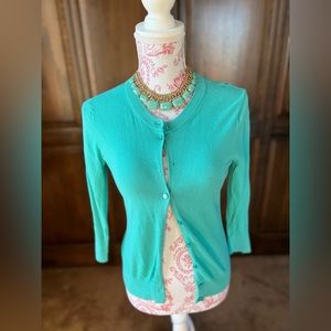 J. Crew Factory Turquoise Cardigan Size XS with Statement Necklace